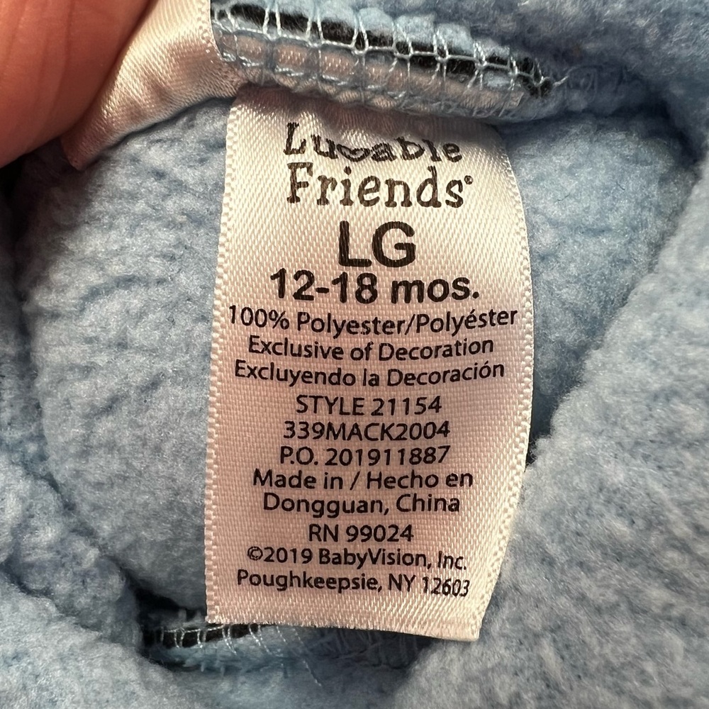 Luvable Friends hook & loop closure slipper socks with grippies -BLUE -12/18mo - Picture 5 of 9